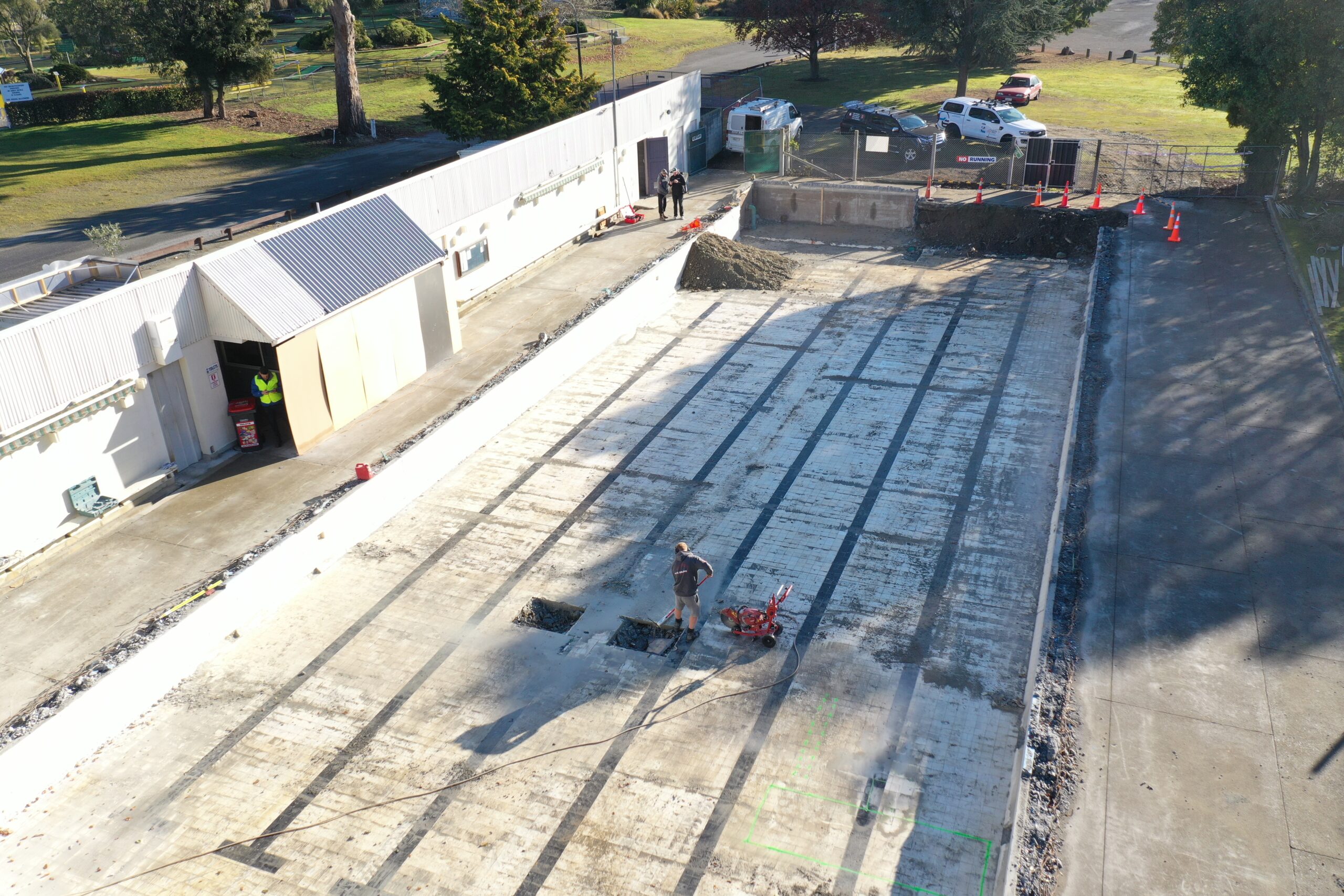 Pool area being built